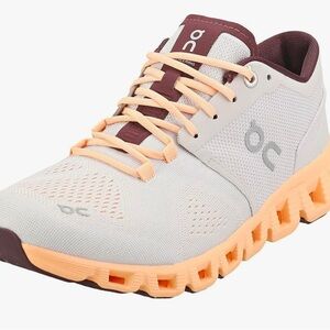 On Running Women's Neutral Trainer in Light Gray, Peach & Burgundy